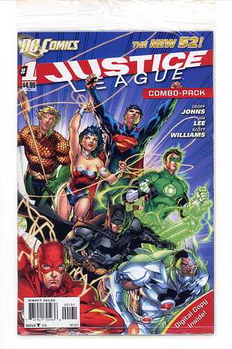 Justice League 1 New 52 Time Warner Colleague COMBO PACK edition Copy 1