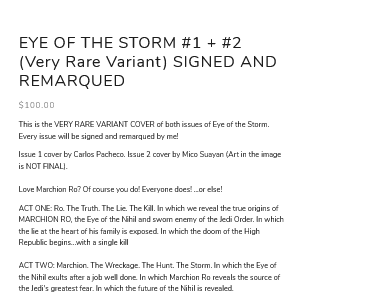 Screenshot 2022-02-03 at 19-14-58 EYE OF THE STORM #1 + #2 (Very Rare Variant) SIGNED AND REMARQUED — Charles Soule